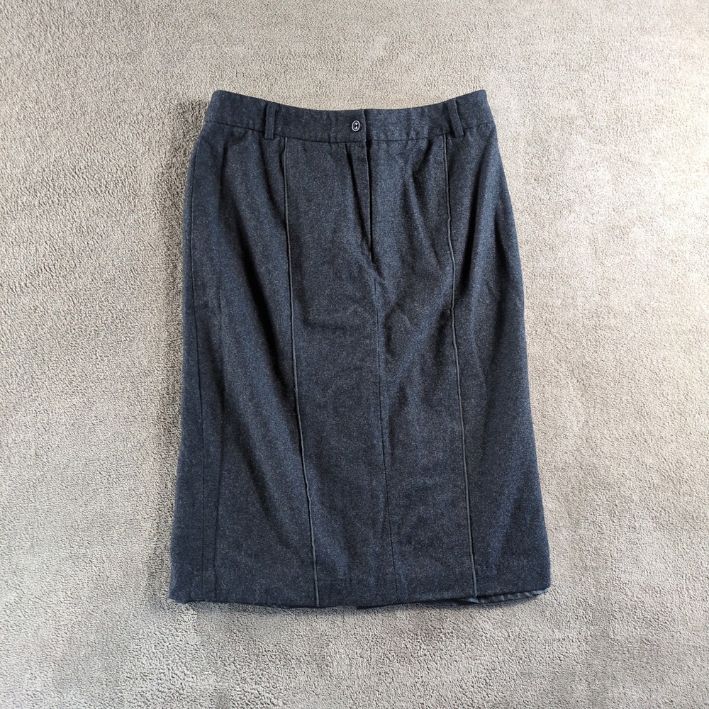 Herve Benard Wool Blend Pencil Skirt Size 8 Dark‎ Gray Midi Tailored Career